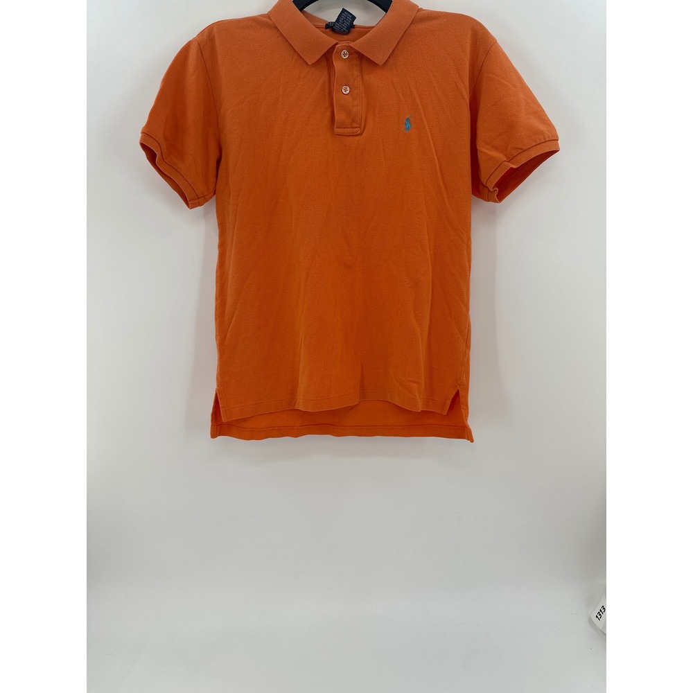 Polo Ralph Lauren Boys Orange Short Sleeve Pique Polo Shirt Size L‎ 16/18 Pony